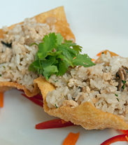 CHICKEN AND RICE WON TON CUPS