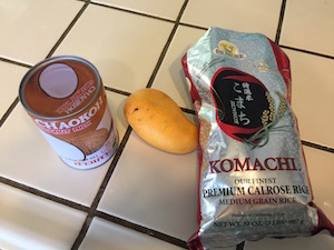 ingredients for Mango Coconut Rice