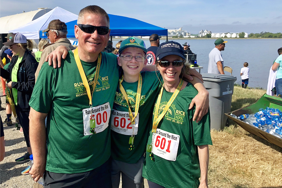 Jim Morris with wife and son after a race