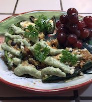 California Brown Rice Stuffed Poblano Peppers with Avocado Cream