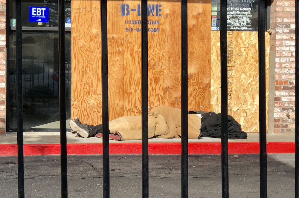 homeless man sleeping