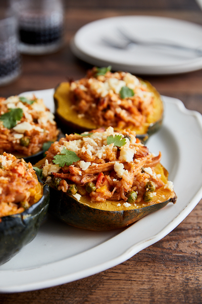 Chicken Curry and Calrose Rice Stuffed Acorn Squash