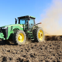 tractor in rice field