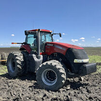 tractor in rice field