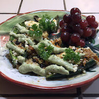 California Brown Rice Stuffed Poblano Peppers with Avocado Cream