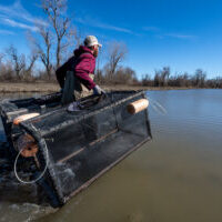 Work on the salmon project for the California Rice Commission, Monday, February 6, 2023. Photo Brian Baer